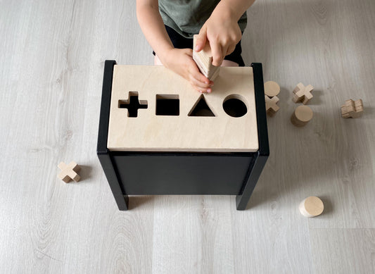 Дерев'яна іграшка-сортер, ящик для іграшок 4-в-1
