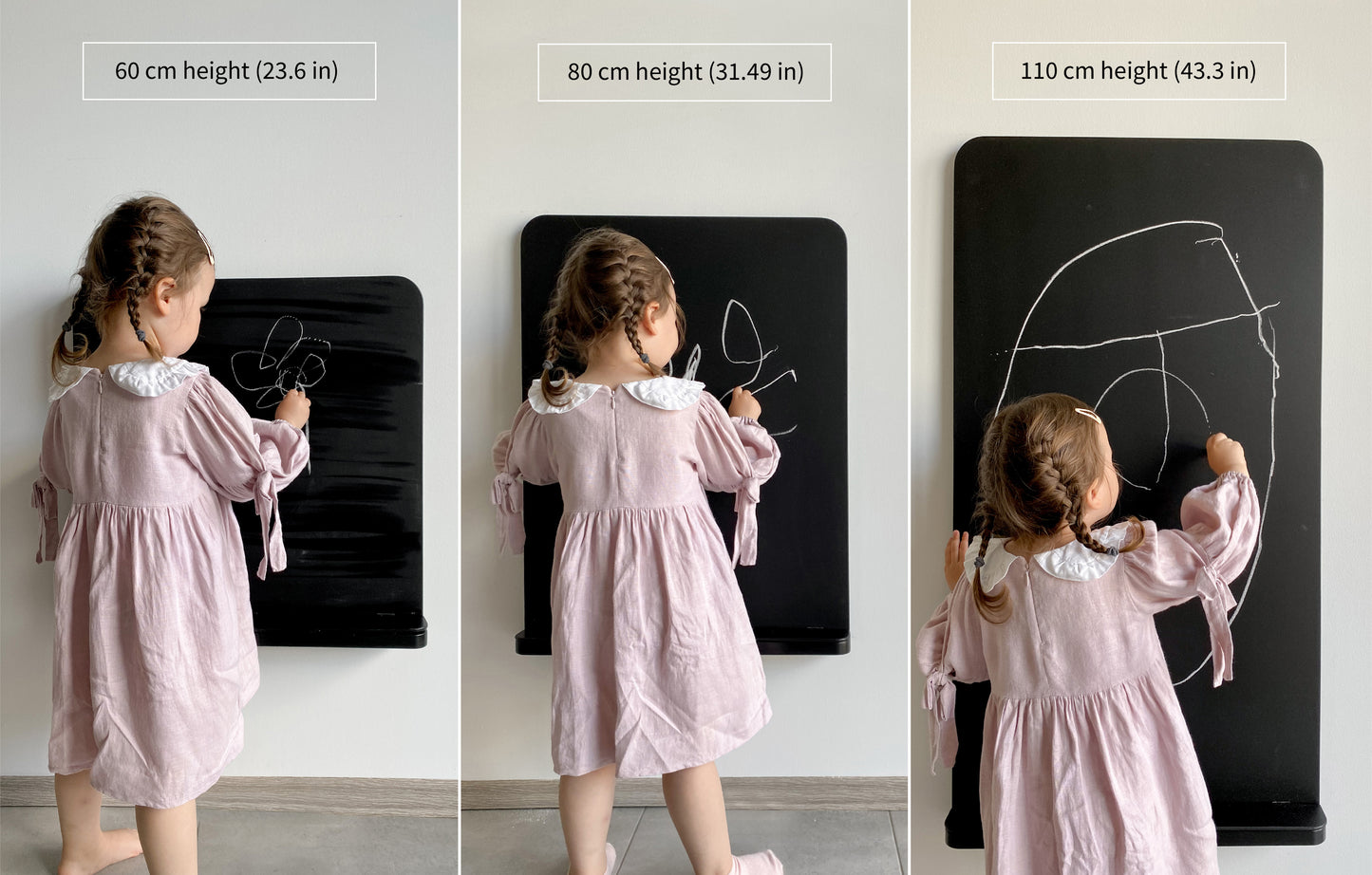 Wooden Chalk Board with Drawer - 60 cm, 80 cm or 110 cm height